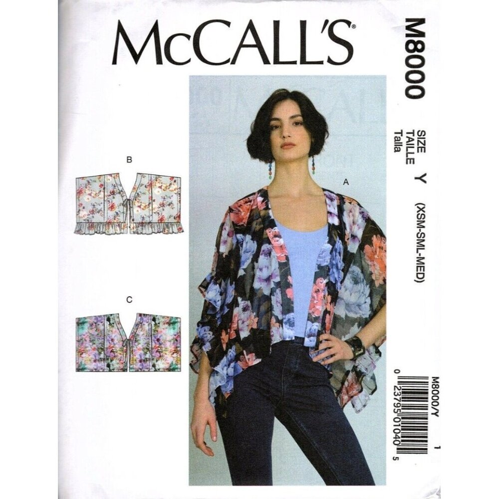McCalls M8000 Misses XS to M Loose Fitting Casual Tops Uncut Sewing Pattern